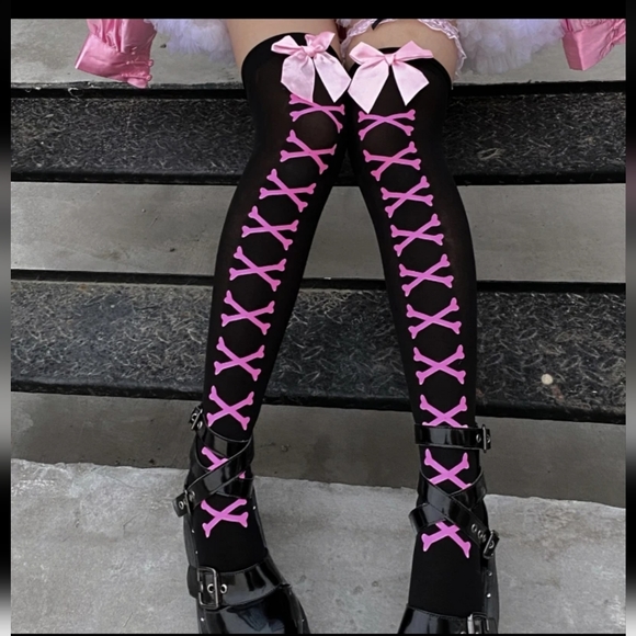 Hot Topic Accessories - Bones & Bows Knee High Tights Stockings
